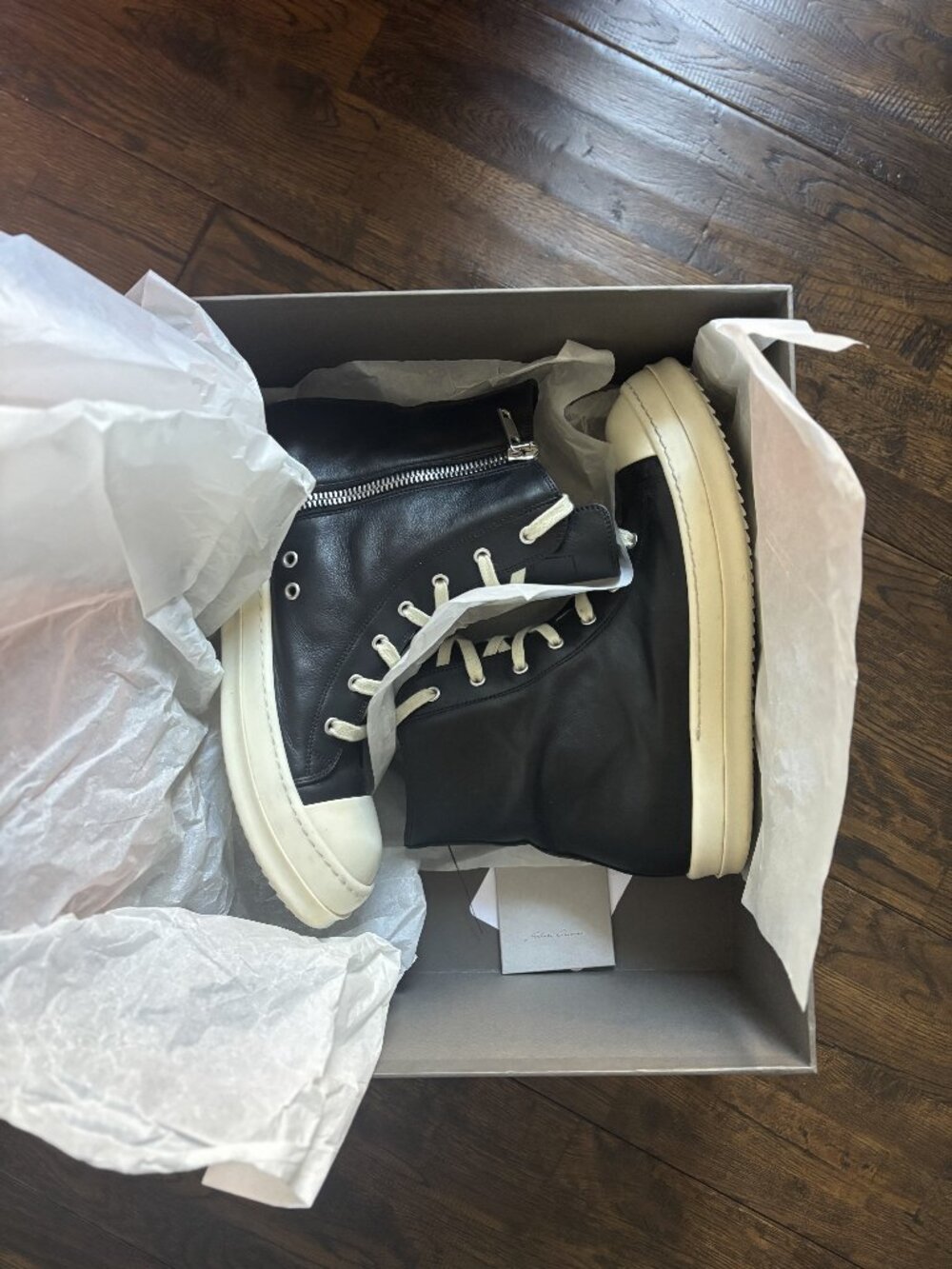 Rick Owens Concordians Leather High Black Milk  Sz 43 (10)